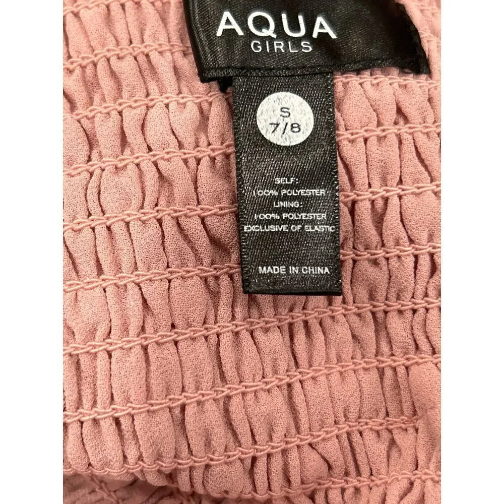 Aqua Girl Pink Swiss Dot Smocked Top Size S 7/8‎